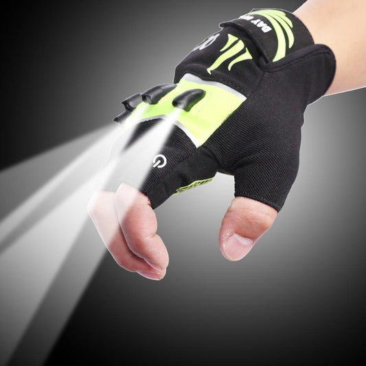 LED fingerless cycling gloves for night rides