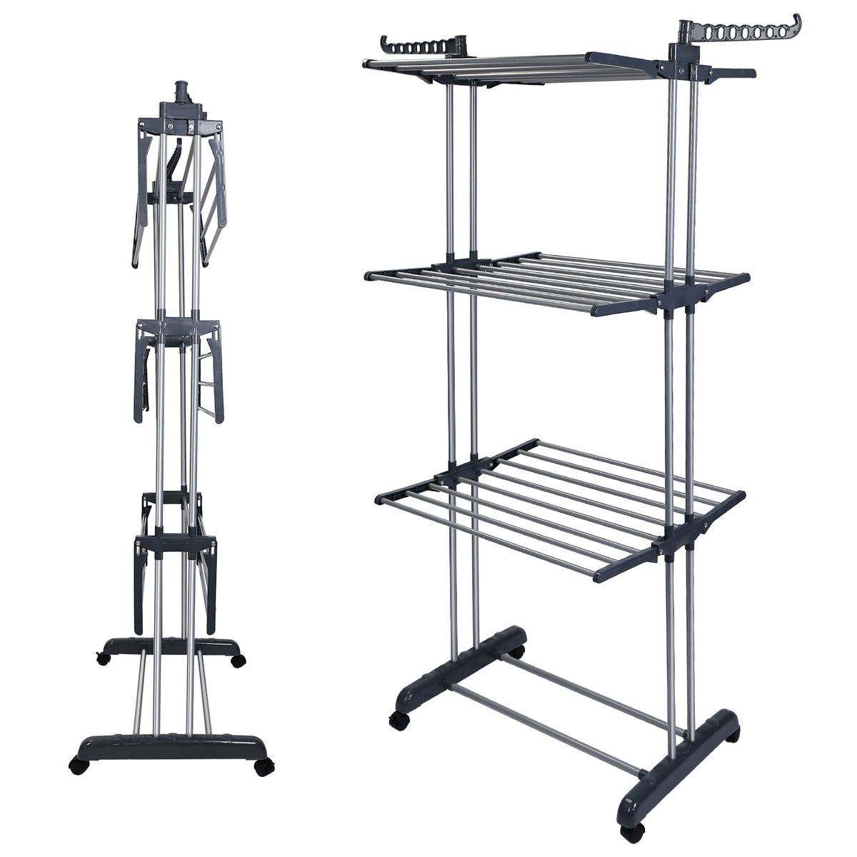 Clothes drying rack folded flat