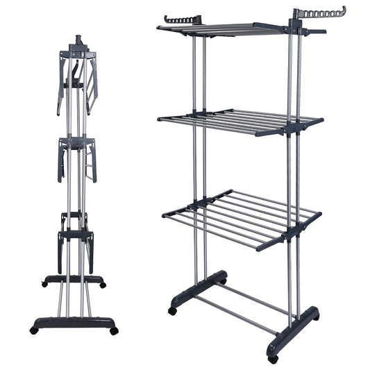 Clothes drying rack folded flat
