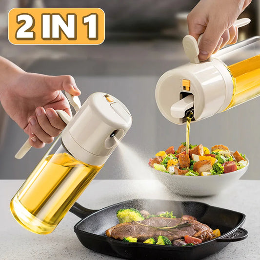 2-in-1 olive oil sprayer and pourer bottle