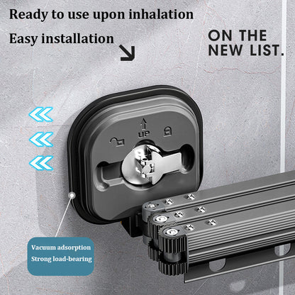 Suction cup folding drying rack on balcony
