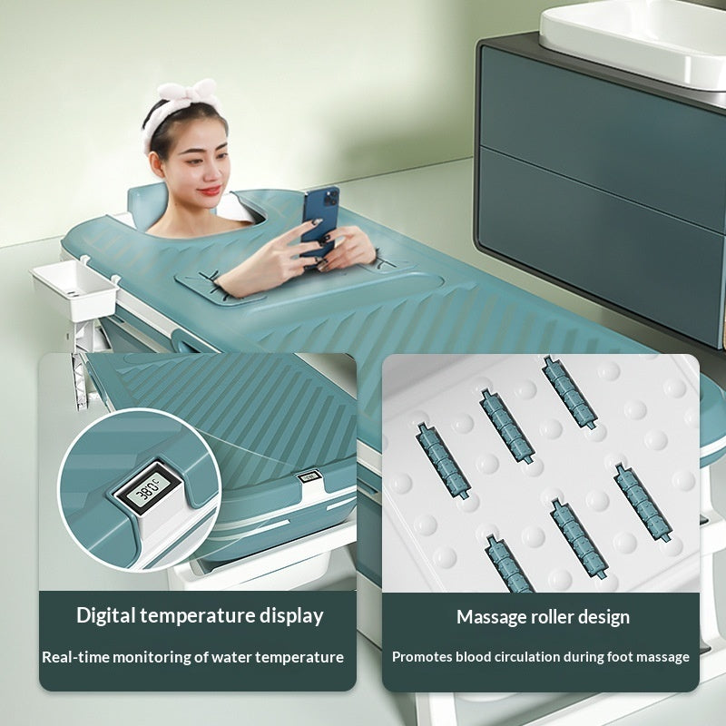 Foldable temperature-sensing bathtub