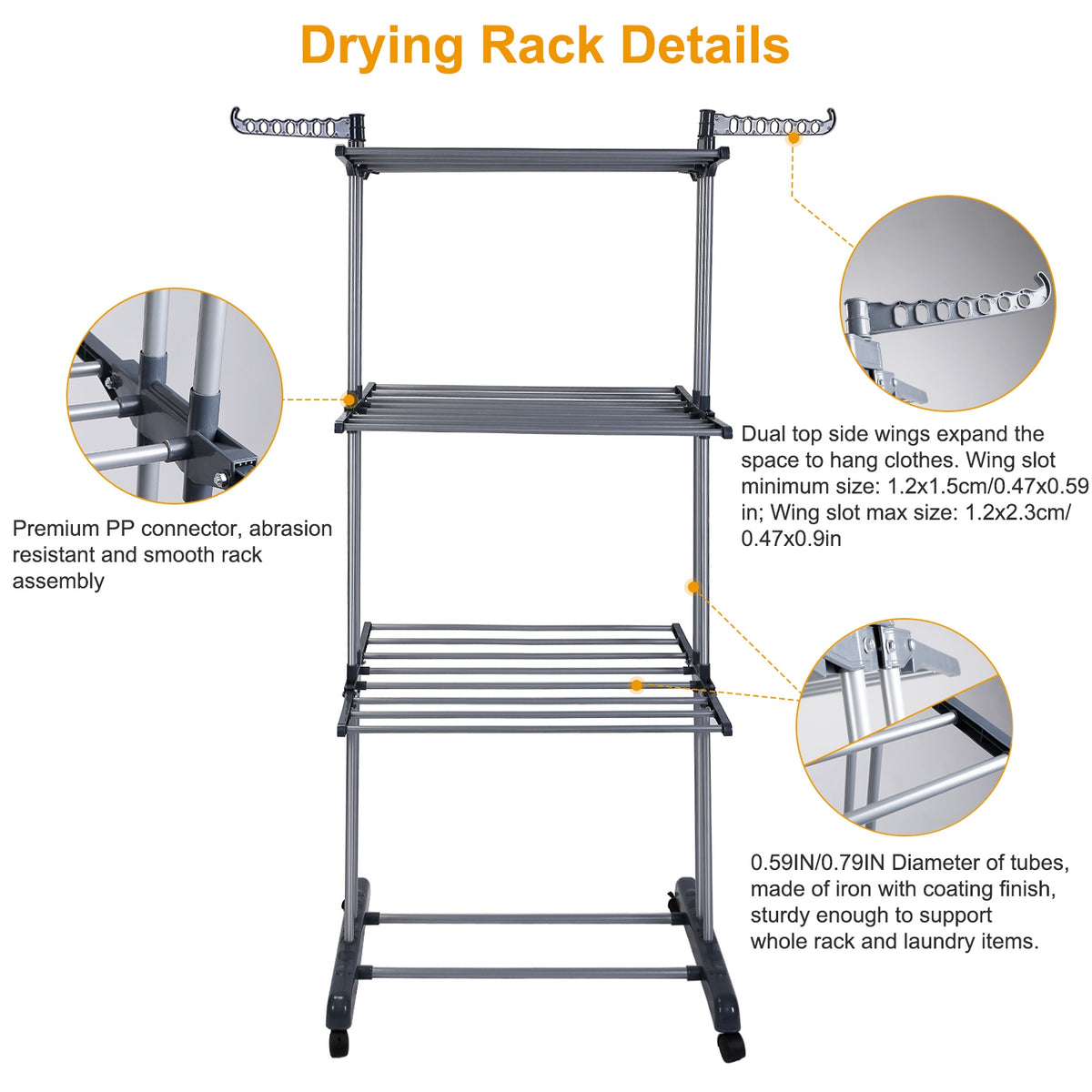Clothes drying rack on wheels