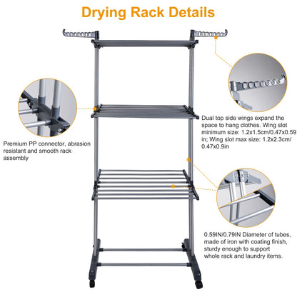Clothes drying rack on wheels