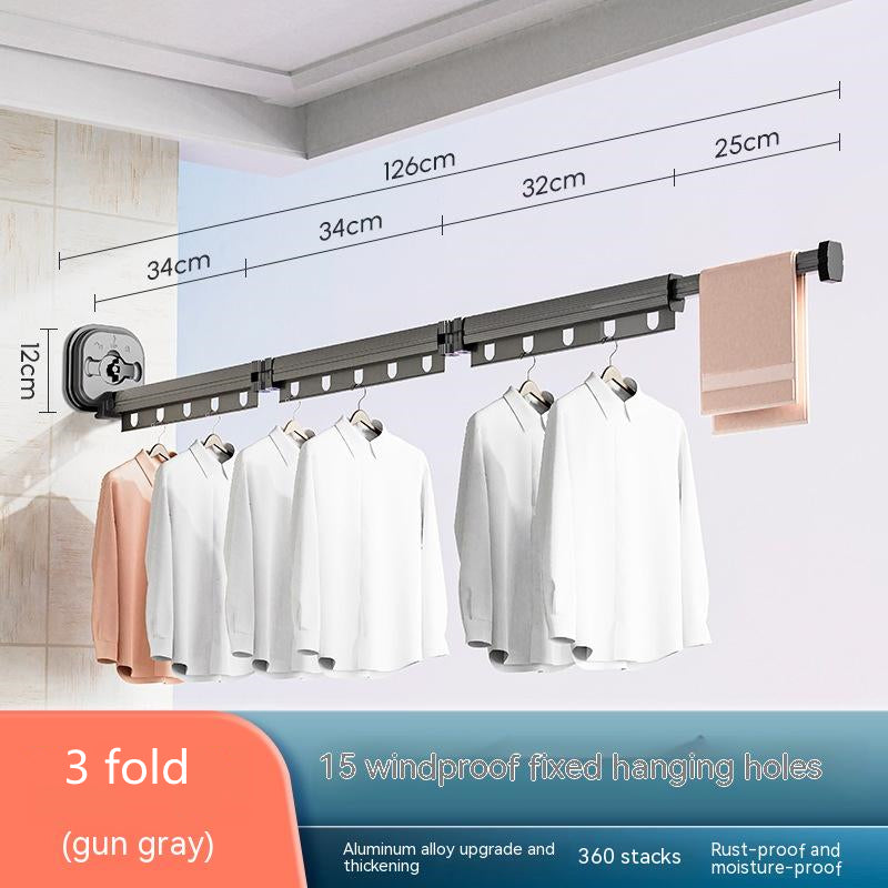 Suction cup folding drying rack with clothes