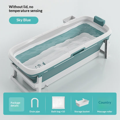 Foldable bathtub in small bathroom