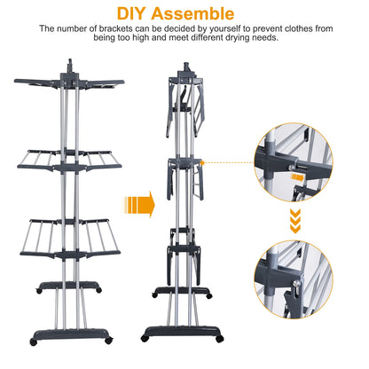 Clothes drying rack silver finish