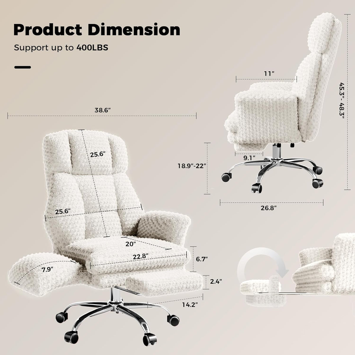 Reclining office chair size dimensions