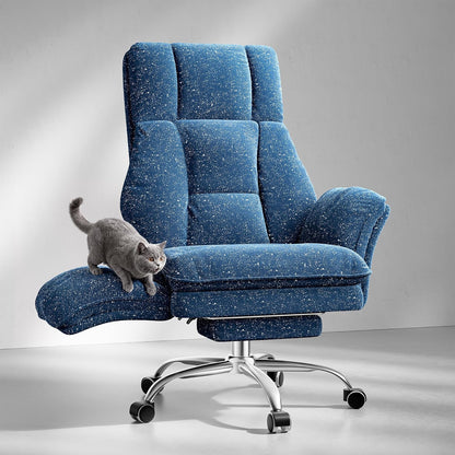 Reclining office chair pull-out footrest extended