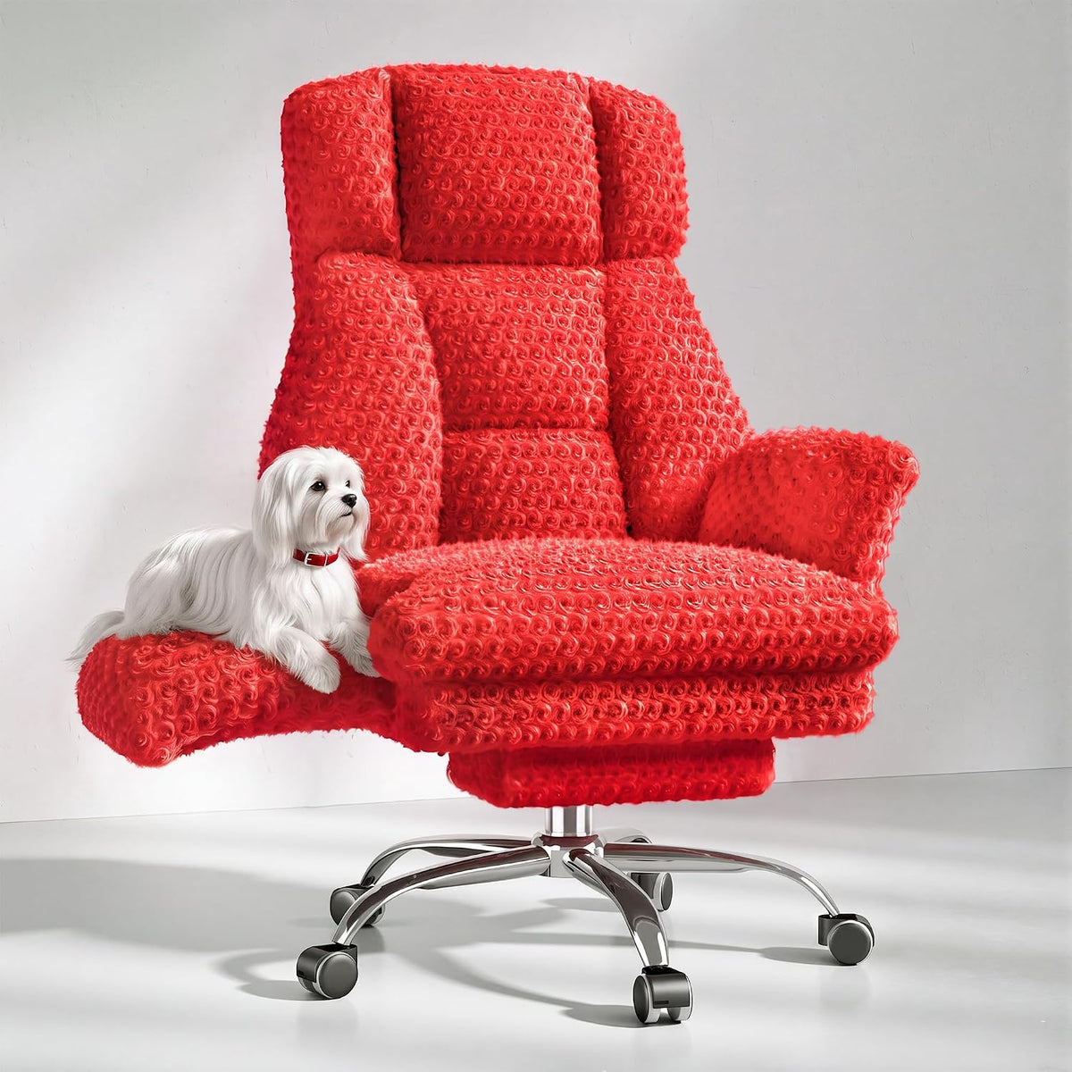 Reclining office chair rose red color