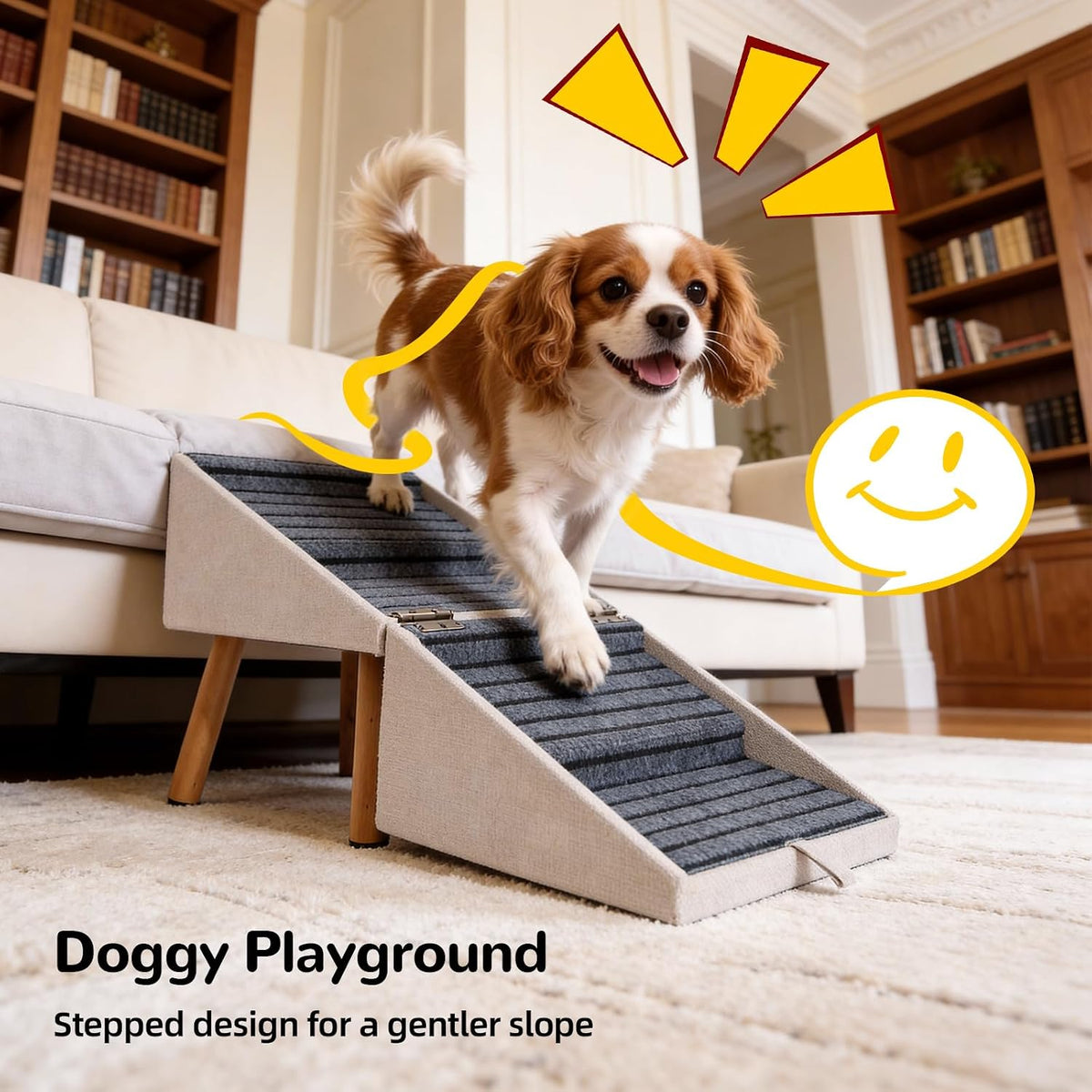2-in-1 Dog Stairs & Ottoman, Non-Slip Pet Ramp for Couch & Bed