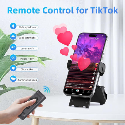 Bluetooth remote with phone stand in use